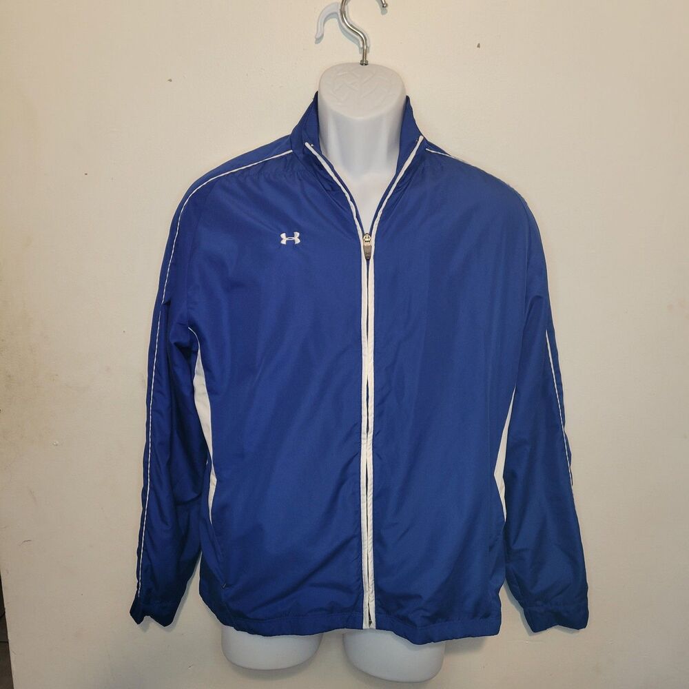 Under Armour Windbreaker Jacket Mens‎ LG Blue Full Zip Lightweight Athletic Coat